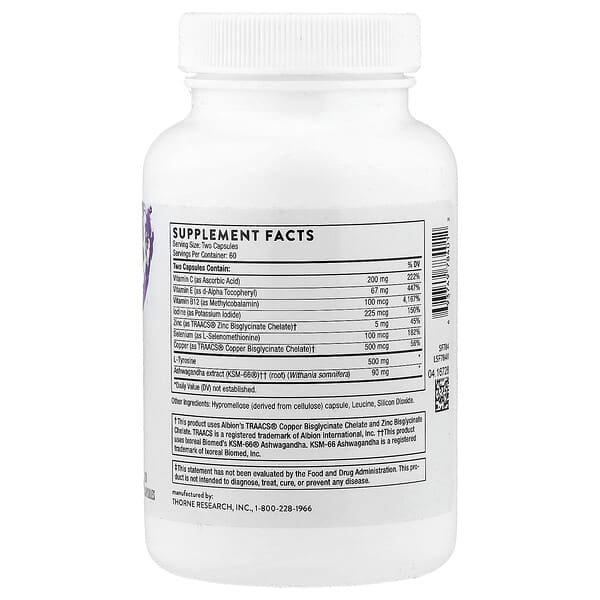 Alternative view of Thorne, Thyrocsin™, Thyroid Cofactors, 120 Capsules