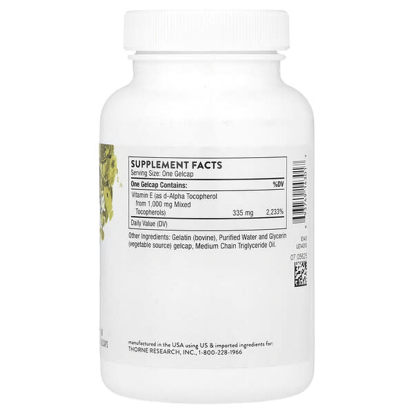 Alternative view of Thorne, Ultimate-E®, 60 Gelcaps (335 mg per Gelcap)