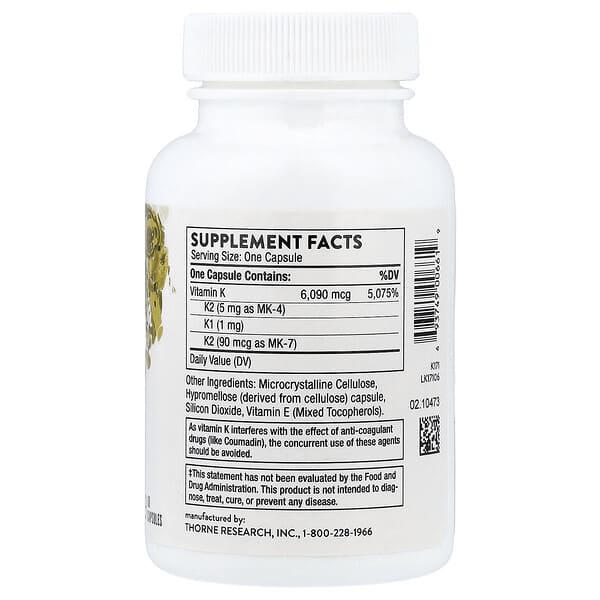 Alternative view of Thorne, Vitamin K, 60 Capsules