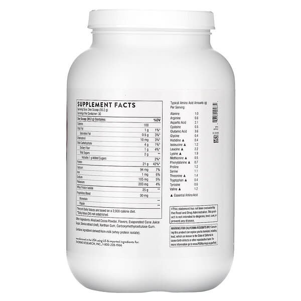 Alternative view of Thorne, Whey Protein Isolate, Chocolate, 1.99 lb (906 g)