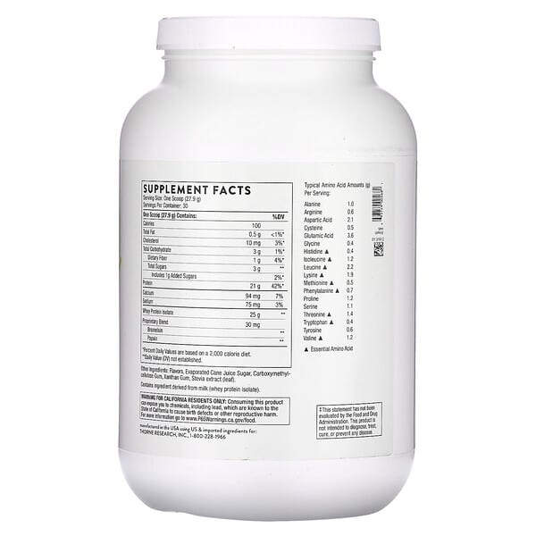 Alternative view of Thorne, Whey Protein Isolate, Vanilla, 1.84 lb (837 g)