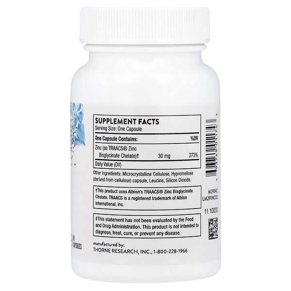 Alternative view of Thorne, Zinc Bisglycinate, 30 mg, 60 Capsules
