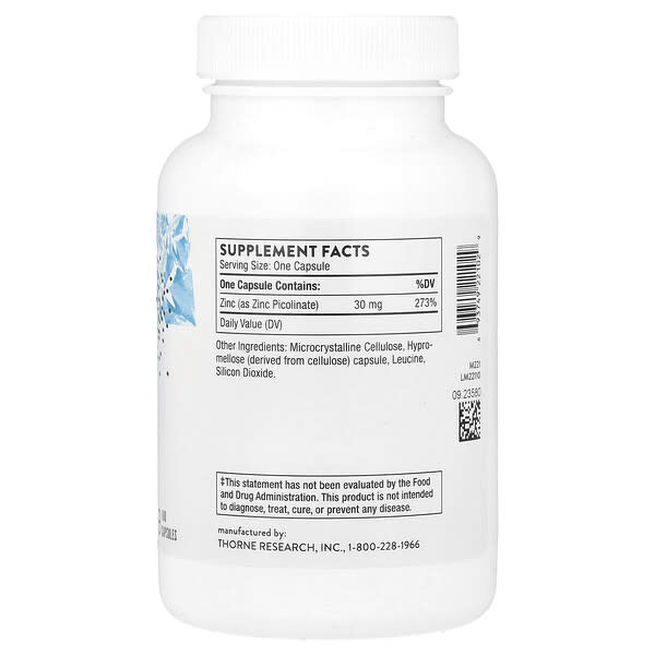 Alternative view of Thorne, Zinc Picolinate, 30 mg, 180 Capsules