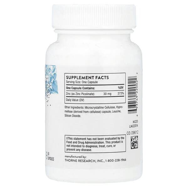 Alternative view of Thorne, Zinc Picolinate, 30 mg, 60 Capsules