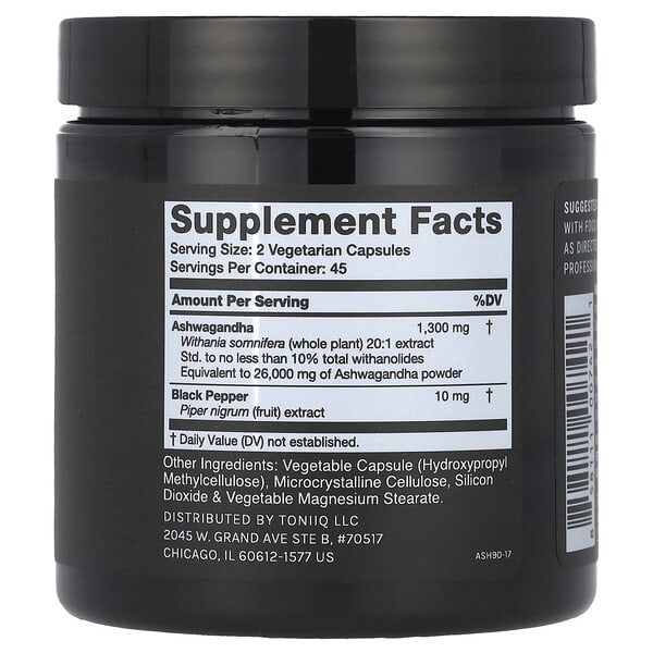 Alternative view of Toniiq, Ashwagandha , 90 Capsules