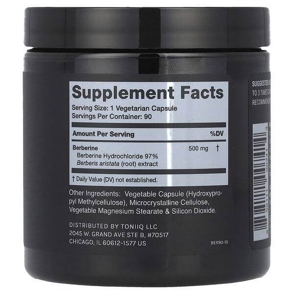 Alternative view of Toniiq, Berberine, 90 Capsules (500 mg per Capsule)