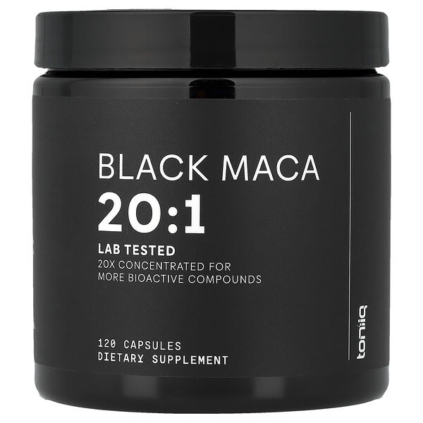 Toniiq, Black Maca 20:1, 120 Capsules (666 mg per Capsule)