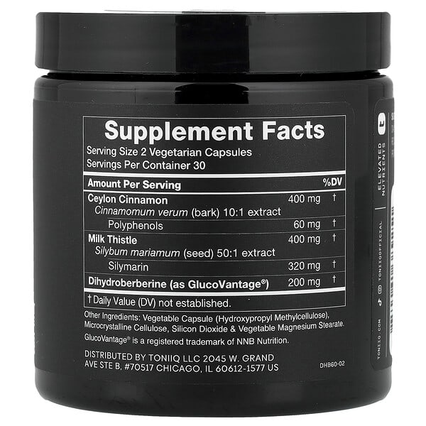 Alternative view of Toniiq, Dihydro Berberine 1000, 60 Capsules