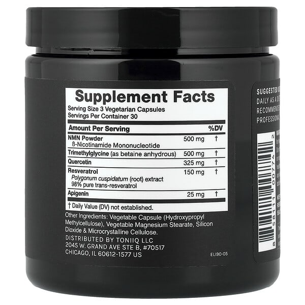Alternative view of Toniiq, Elixr, NMN & Resveratrol, 90 Capsules