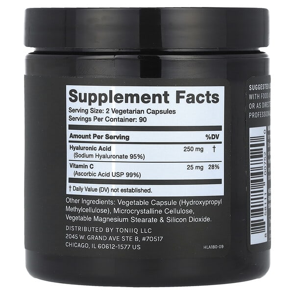 Alternative view of Toniiq, Hyaluronic Acid , 180 Capsules