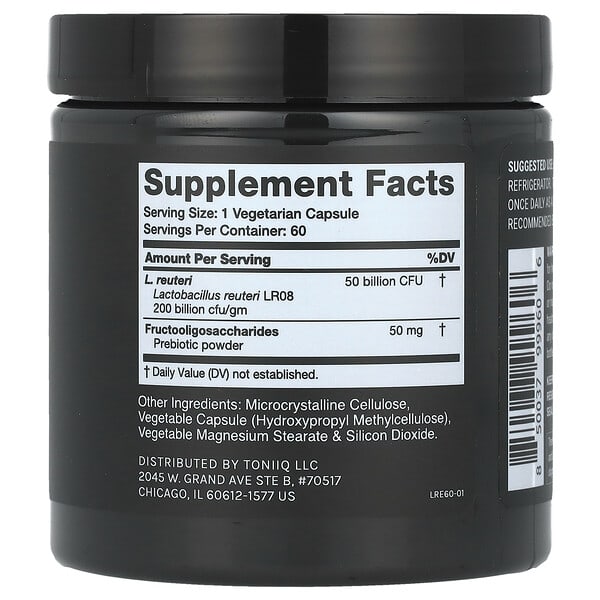 Alternative view of Toniiq, Lactobacillus Reuteri, 50 Billion CFU, 60 Capsules