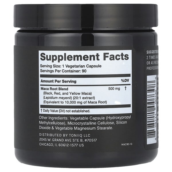 Alternative view of Toniiq, Maca, 90 Capsules (500 mg per Capsule)