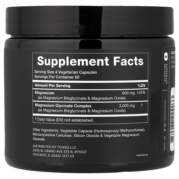Alternative view of Toniiq, Magnesium 3000, 240 Capsules
