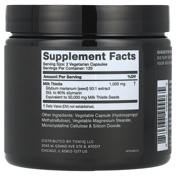 Alternative view of Toniiq, Milk Thistle 1000, 240 Capsules (500 mg per Capsule)