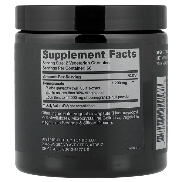 Alternative view of Toniiq, Pomegranate Extract, 120 Capsules (600 mg per Capsule)