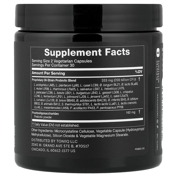 Alternative view of Toniiq, Probiotic 200, 60 Capsules