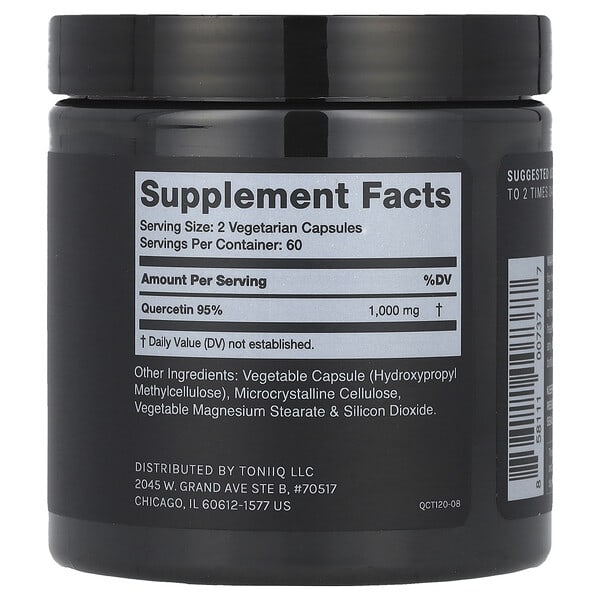 Alternative view of Toniiq, Quercetin, 120 Capsules (500 mg per Capsule)