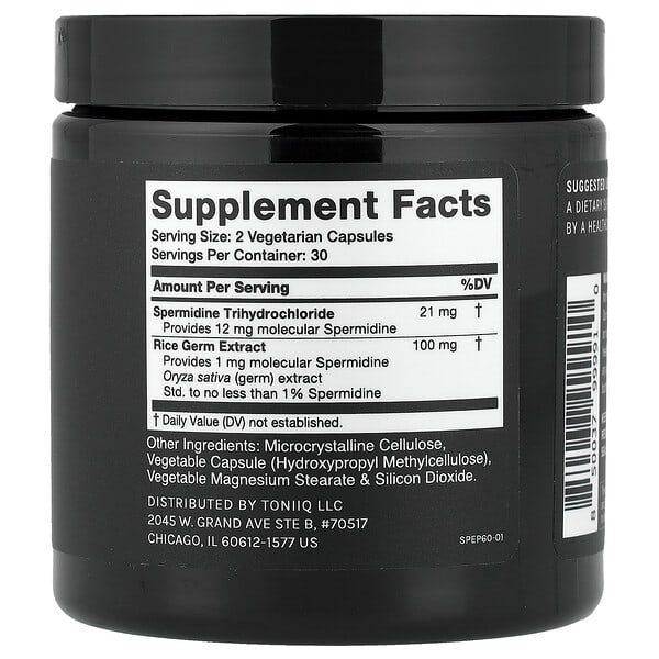 Alternative view of Toniiq, Spermidine+, 60 Capsules