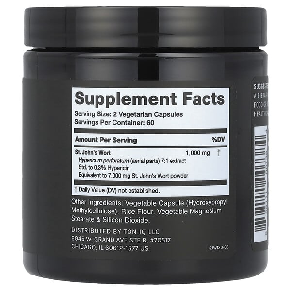 Alternative view of Toniiq, St John's Wort, 120 Capsules (500 mg per Capsule)