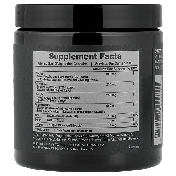 Alternative view of Toniiq, Testosterone Support, 120 Capsules