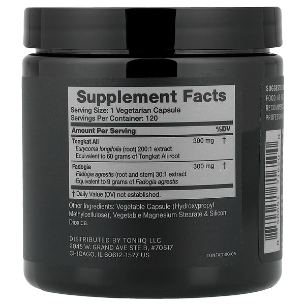 Alternative view of Toniiq, Tongkat Ali + Fadogia, 120 Capsules