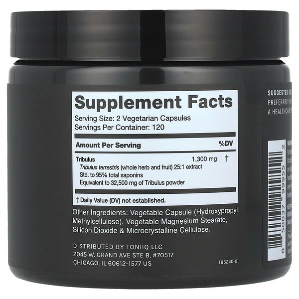 Alternative view of Toniiq, Tribulus, 240 Capsules