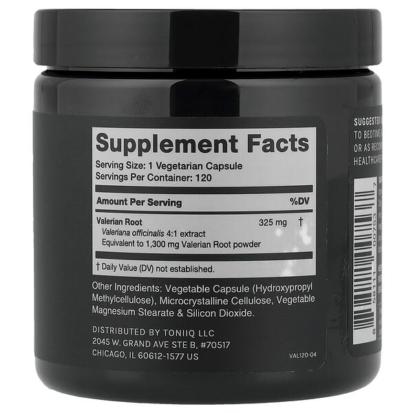 Toniiq, Valerian Root, 120 Capsules (325 mg per Capsule) 2 Toniiq, Valerian Root, 120 Capsules (325 mg per Capsule) - Ảnh 2
