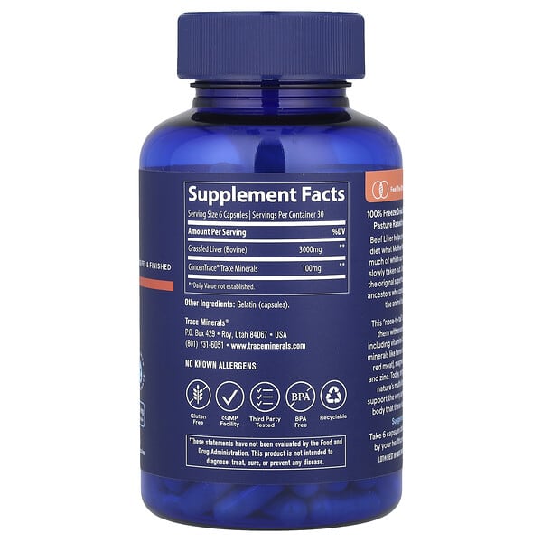 Alternative view of Trace, Beef Liver, 180 Capsules