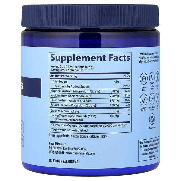 Alternative view of Trace, Hydro Pak, Creatine + Electrolytes, Unflavored, 7.09 oz (201 g)