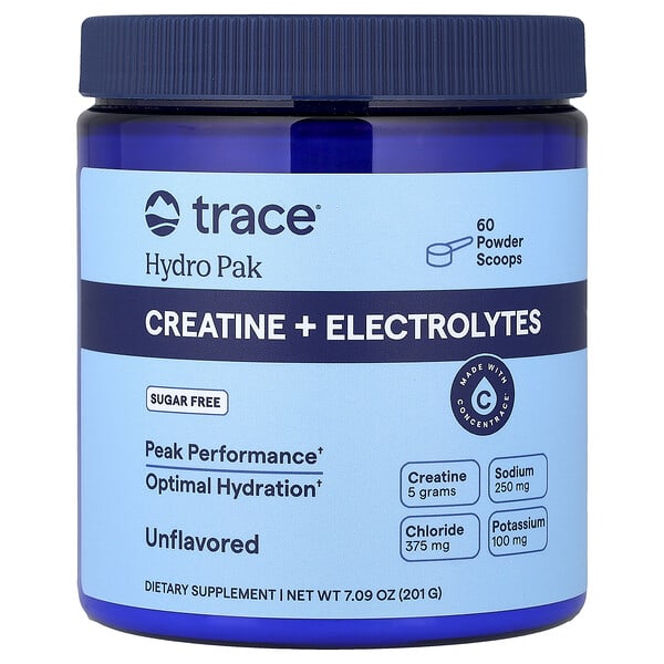Trace, Hydro Pak, Creatine + Electrolytes, Unflavored, 7.09 oz (201 g)