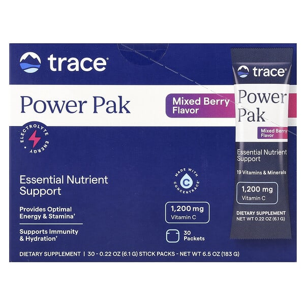Trace, Power Pak, Mixed Berry, 30 Packets, 0.22 oz (6.1 g) Each