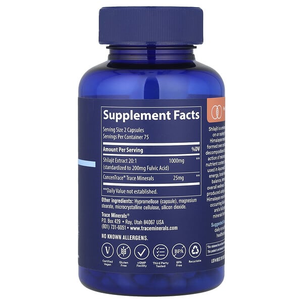 Alternative view of Trace, Shilajit, 150 Capsules