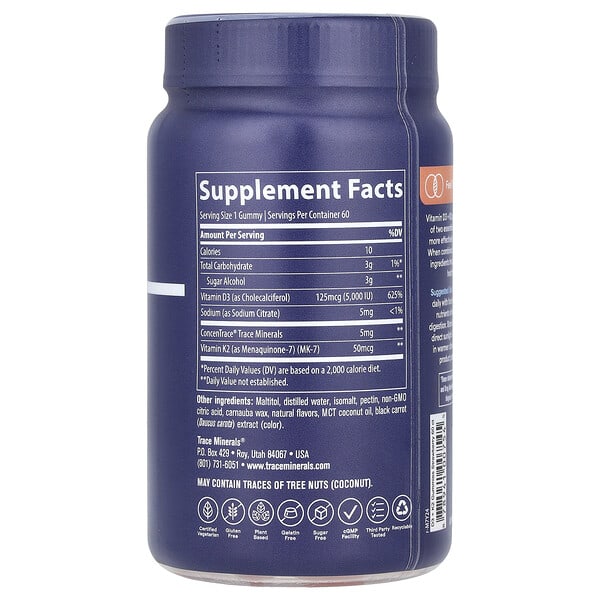 Alternative view of Trace, Vitamin D3 + K2 Gummies, Strawberry, 60 Gummies