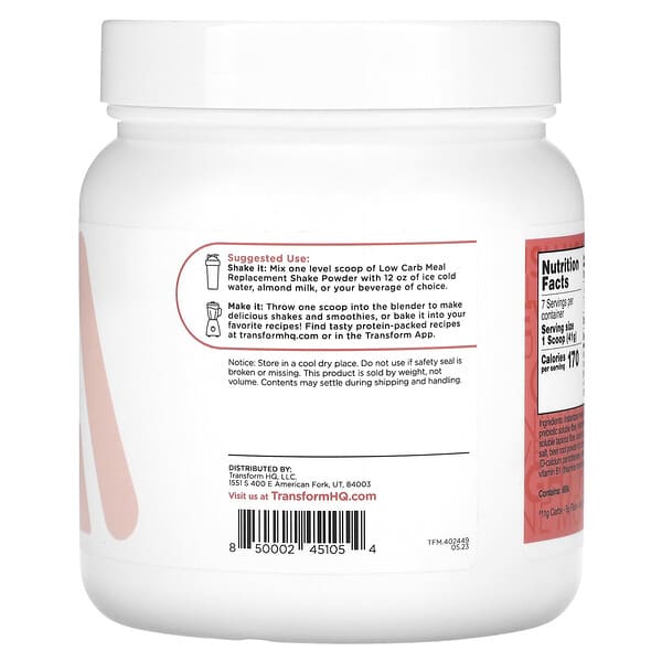 Alternative view of TransformHQ, Meal Replacement, All-In-One Shake, Strawberries & Cream, 10.3 oz (287 g)