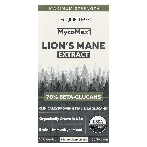 Triquetra Health, MycoMax®, Lion's Mane Extract, Maximum Strength , 60 Capsules (250 mg per Capsule)