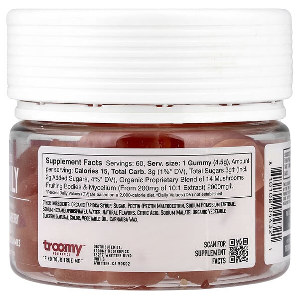 Alternative view of Troomy Nootropics, Daily, Functional Mushrooms Gummies, Strawberry Mango, 60 Gummies