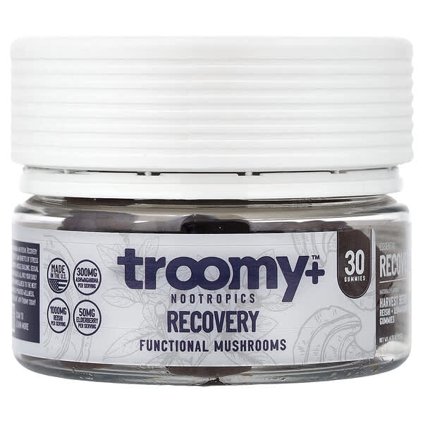 Troomy Nootropics, Recovery, Functional Mushrooms Gummies, Harvest Berry Acai, 30 Gummies
