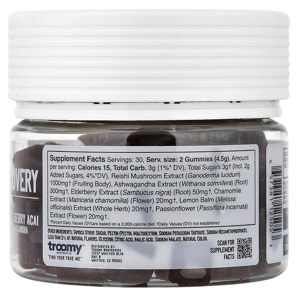 Alternative view of Troomy Nootropics, Recovery, Functional Mushrooms Gummies, Harvest Berry Acai, 60 Gummies