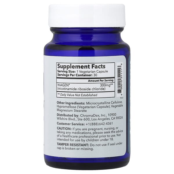 Alternative view of Tru Niagen, Nicotinamide Riboside Chloride, 300 mg, 30 Vegetarian Capsules