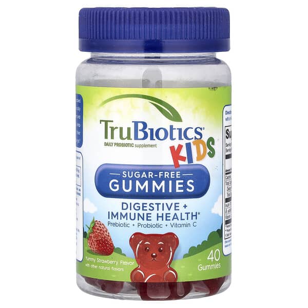TruBiotics, Kids, Digestive + Immune Health Gummies, Sugar-Free, Yummy Strawberry, 40 Gummies