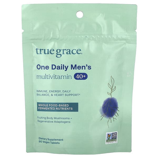 True Grace, One Daily Men's Multivitamin 40+ , 90 Vegan Tablets