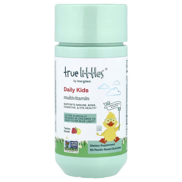 True Grace, True Littles®, Daily Kids Multivitamin Gummies, Strawberry Lemon, 60 Pectin-Based Gummies