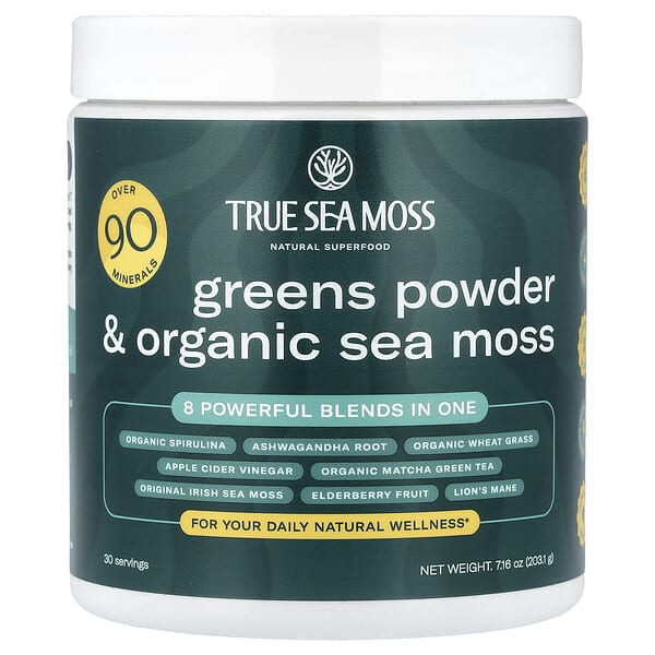 True Sea Moss, Natural Superfood, Greens Powder & Organic Sea Moss, 7.16 oz (203.1 g)