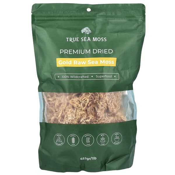 True Sea Moss, Premium Dried, Gold Raw Sea Moss, 1 lb (453 g)
