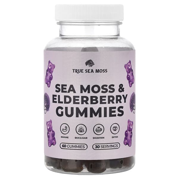 True Sea Moss, Sea Moss & Elderberry Gummies , 60 Gummies