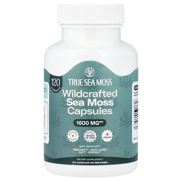 True Sea Moss, Wildcrafted Sea Moss, 120 Capsules (400 mg per Capsule)