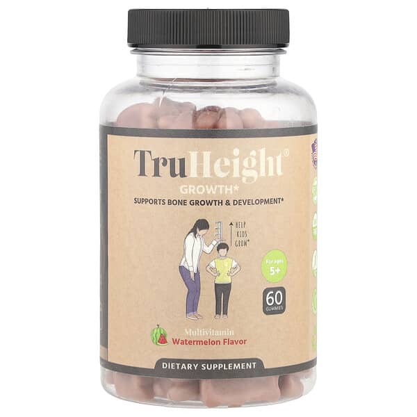 TruHeight, Growth Gummies, Multivitamin, For Ages 5+, Watermelon, 60 Gummies