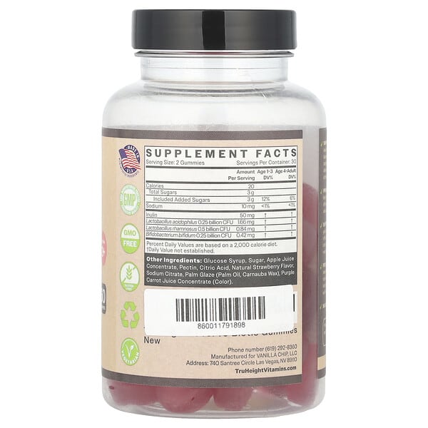 Alternative view of TruHeight, Kids Prebiotic & Probiotic Gummies, For Kids 2+, Strawberry, 60 Gummies