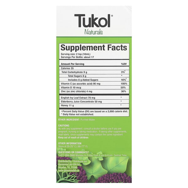 Alternative view of Tukol, Naturals, Cough, Ages 14+, Natural Honey, 6 fl oz (177 ml)