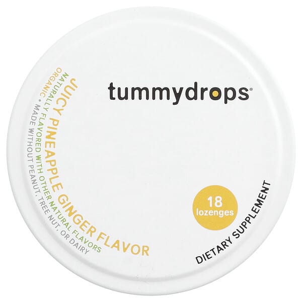Tummydrops, Organic Drops, Juicy Pineapple Ginger , 18 Lozenges